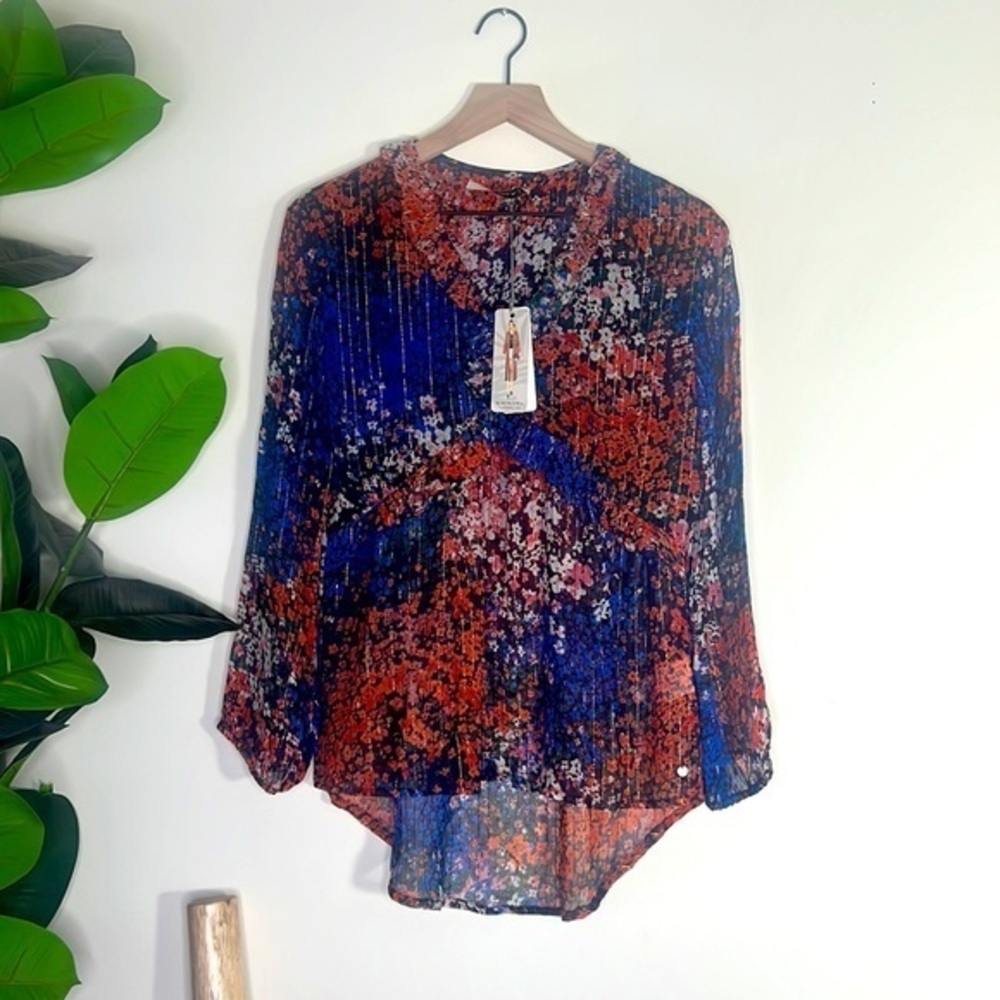 NWT‎ Rapsodia Multicolor Floral Long Sleeve Blouse Size Large